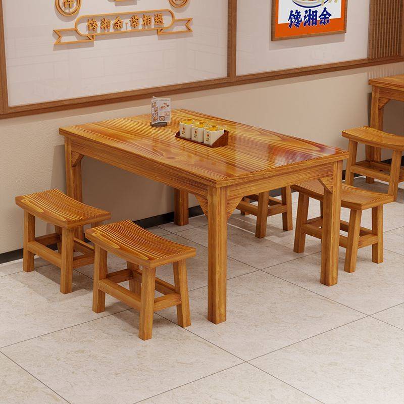 碳化实木桌椅商用餐饮店烧烤面馆早餐餐馆食堂饭店餐厅组合包邮