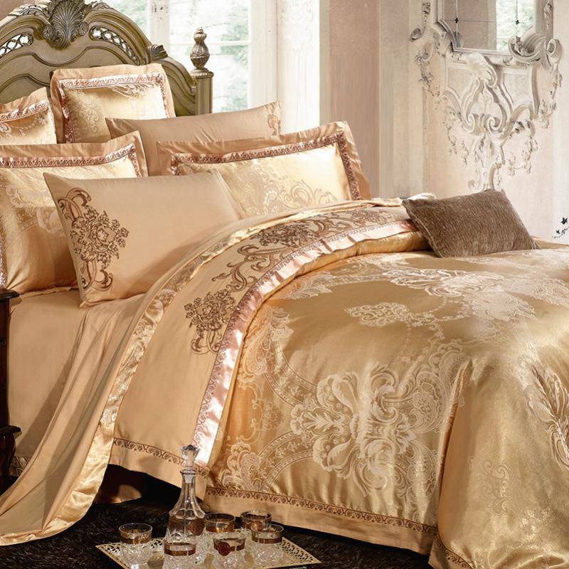 欧式婚庆床上四件套全棉纯棉贡缎提花奢华高档床单被套网红款4