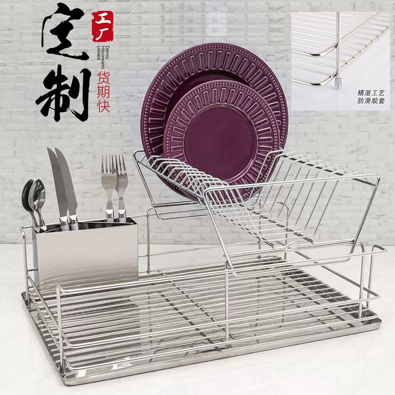 不锈钢厨房置物架碗筷收纳滤水架可拆卸式双层放碗碟架沥水架厂家