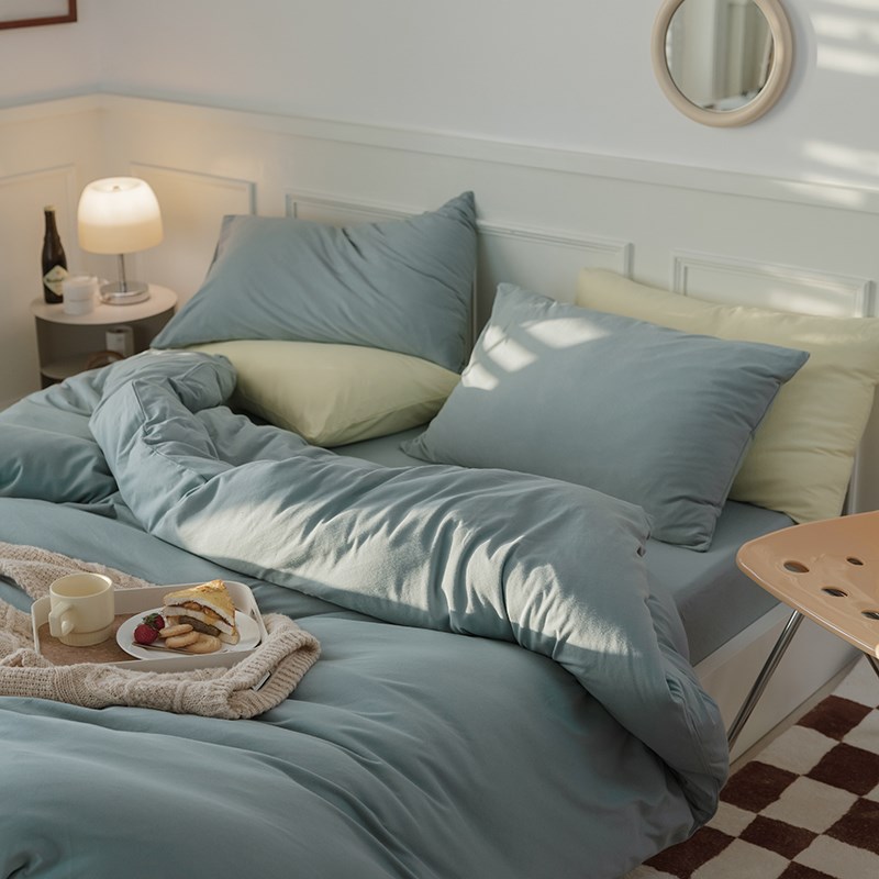 Moryio日式简约超柔裸睡全棉针织棉四件套N天竺棉被套床单三件套4