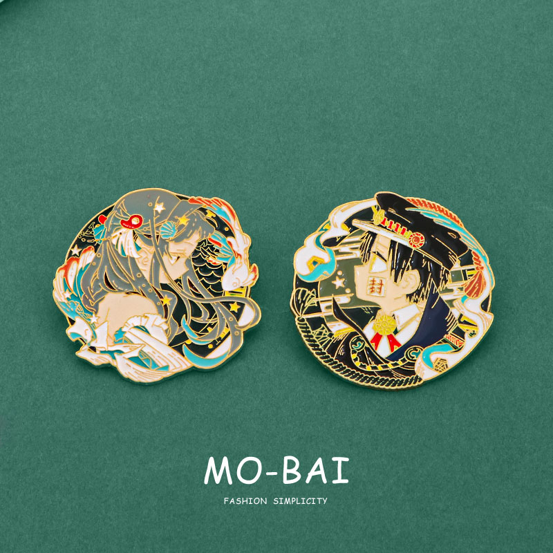 日系动漫周边地缚少年花子君宁宁同人I卡通可爱金属徽章书包配饰