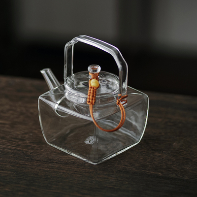 玻璃茶壶加厚耐高温小q容量提梁壶可明火加热煮茶茶具家用小泡茶