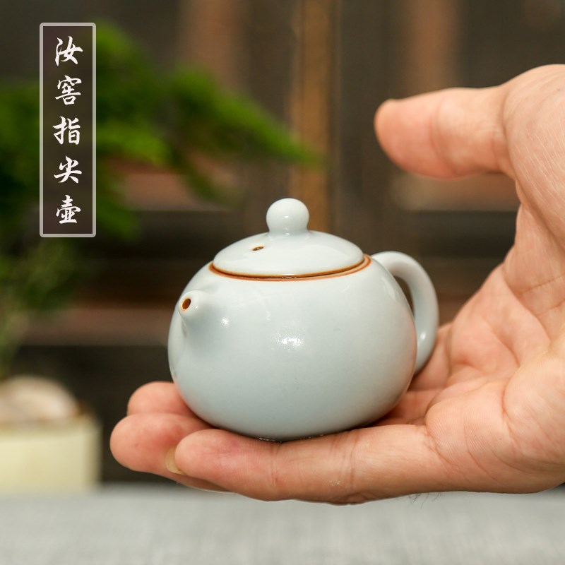 精品个性陶瓷创意指尖q茶壶开片可养迷你茶壶茶宠摆件袖珍容量茶