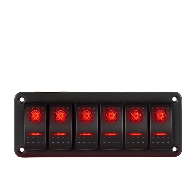 六位车船用开关船形摇杆n面板 汽车改装2位翘板开关组合板DC12-24