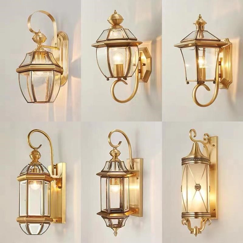 全铜户外壁灯防水欧式阳台灯别墅庭院G灯过道走廊灯室外花园墙壁
