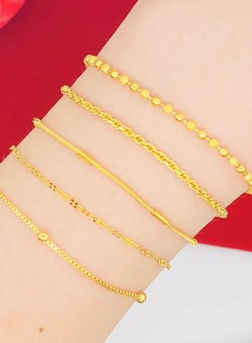 日韩简约时尚细手链 越南沙金镀金个性H民族风学生首饰女 久不掉