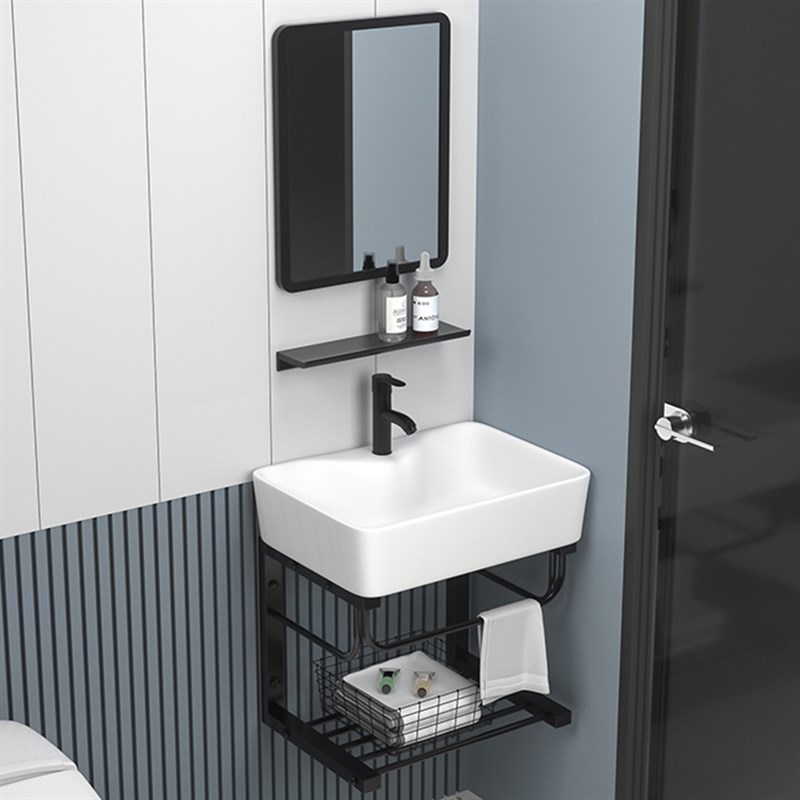 不锈钢阳台简易挂墙式陶瓷洗手盆化妆G室小户型壁挂洗脸洗漱盆组