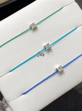 法国小红绳彩绳小方糖手链10分莫桑钻本命年幸Q运绳手绳女转运情