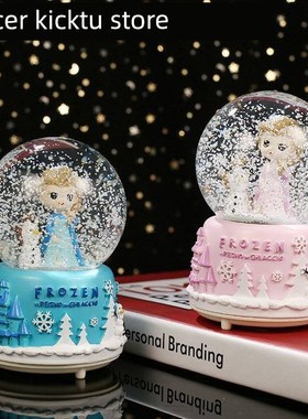 采购产品雪花自动旋转玻璃音乐盒,雪v花水晶球,女孩的房间,卧室,