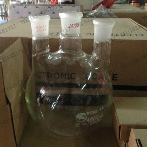 1000ml 蜀牛 玻璃 三口烧瓶  直口 斜口 圆底 平底 反应瓶 24#