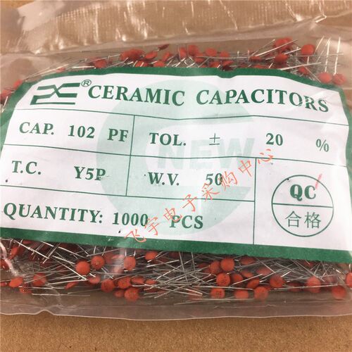 瓷片电容 102 1000PF 1NF 50V (1000只一包=10元)全新正品