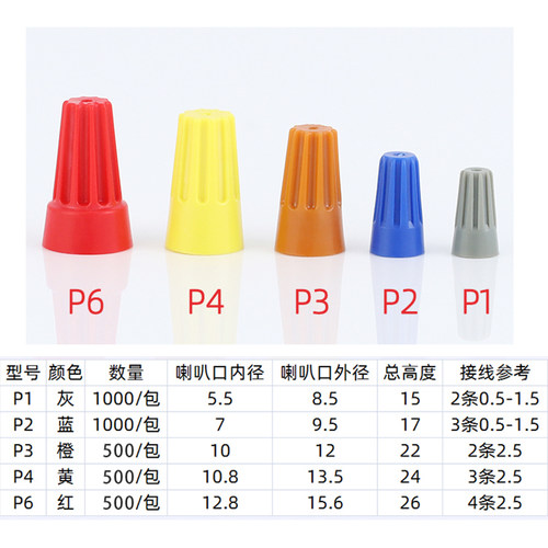 电线压线帽螺旋式快速接线帽旋转弹簧式接线端子P1 P2 P3 P4 P6