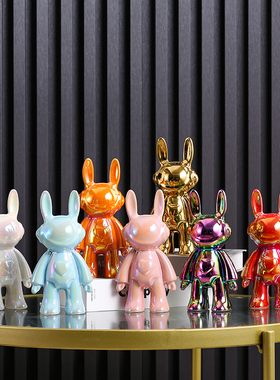 太空兔摆c件客厅轻奢电视柜酒柜卡通爱心兔儿童房装饰品网红小公