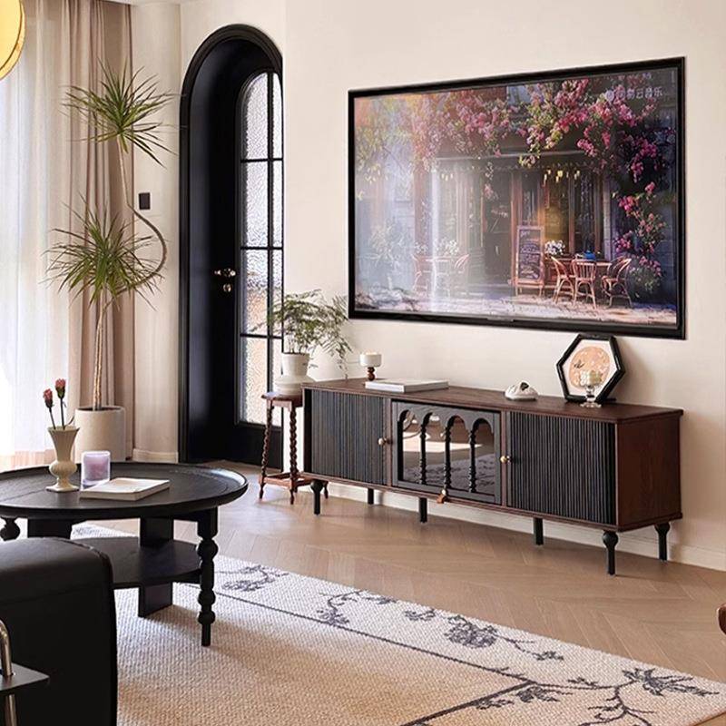黑边法式复古霍格沃茨实木电视柜计色美式小户型客厅柜储物柜中古