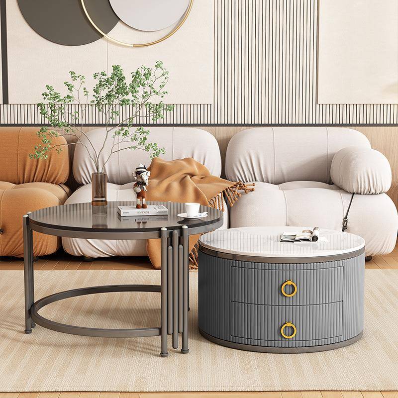 现璃代玻岩板茶小几大组合客高厅家RGC-16用轻奢简约小户型可伸缩