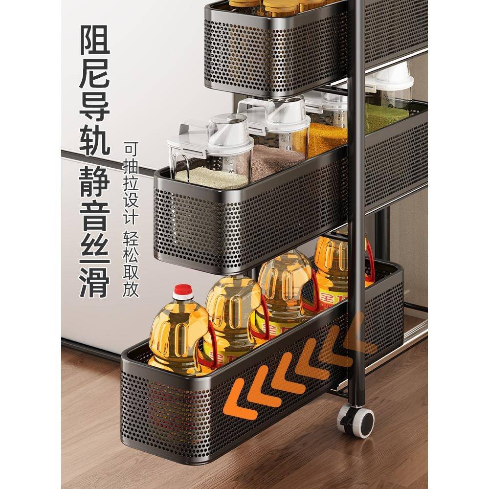 厨房夹缝置物HTF架极窄缝隙纳柜果多小层冰收箱侧面抽拉柜蔬推车