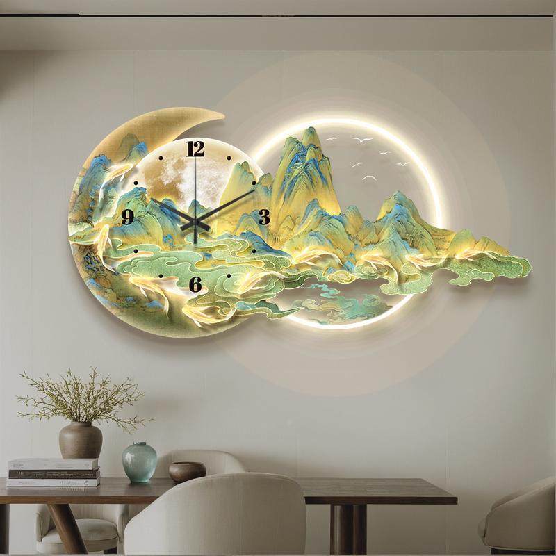 千挂里江241101山客鱼图钟表挂墙餐厅装饰画2钟025新款宋代美学厅,家居饰品,现代装饰画,淘宝优惠券,粉丝福利购,淘宝优惠卷