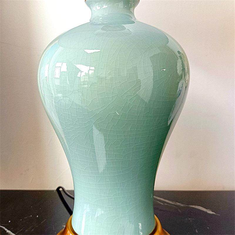 现代美桌式瓷台灯冰陶裂纹酒店厅卧客室TQ-039书床头柜布艺夜灯制