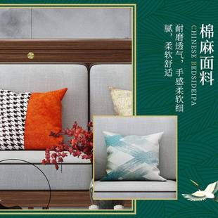 实木简可约新中具式 沙拆洗小户型直公寓酒店客厅家 沙发皮布K6H91