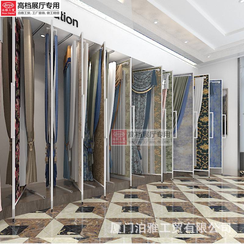 窗帘展架墙布样品展示架抽拉推拉旋转壁纸硅藻泥多功能立式落地式
