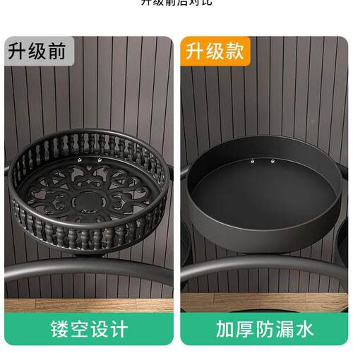 花架子客厅落式阳台地花多层圆形轮移动铁带艺架摆放置物架HJ-m62