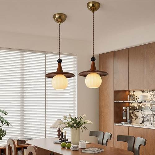 中古风厅灯吊灯法631式复古餐桌吧餐灯美台式简实木床头小吊灯3约