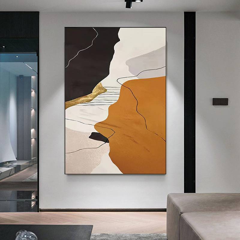 深圳大芬油画村酒店别墅项目配画现代轻奢装饰画抽象玄关手绘油画图片