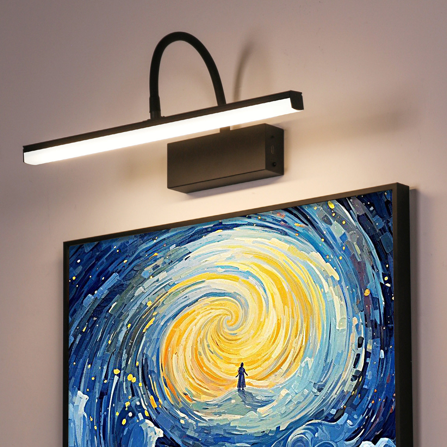 充电壁灯室内客厅LED镜画灯免布线遥控镜前灯艺术品照画灯可调光