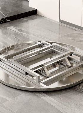 304不锈钢餐店宿XOB桌圆桌折叠桌家用舍出租房酒吃饭桌桌摆摊子便携