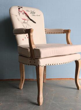 欧式简椅约书桌27148椅实木电脑扶手美式书桌欧椅式书椅休书房闲