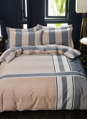 GZ6M纯套斜英伦风四件F58MTM条格8欧美被套床笠1.米1.5纹m2床品秋