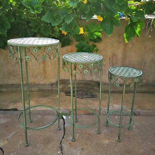 铁装 花架三件艺套绿萝盆栽托组4.32花朵合做旧阳台花层次 圆形高款