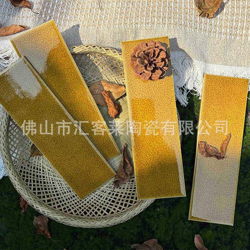 红复古冰裂窑变红色长0条手砖60x20餐445工厅吧台网卫生间瓷砖釉