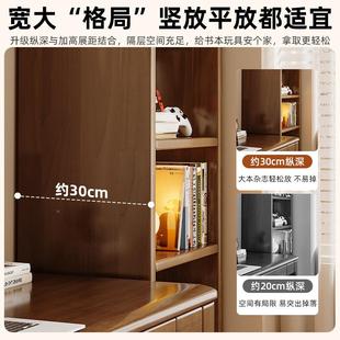 矮实木书EAD架落地小柜收纳书柜一靠墙展示柜客体厅复古多层子置