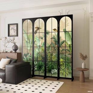法式 洋移复古屏风隔客851南厅折叠动卧室床边遮挡沙发直播摄断影