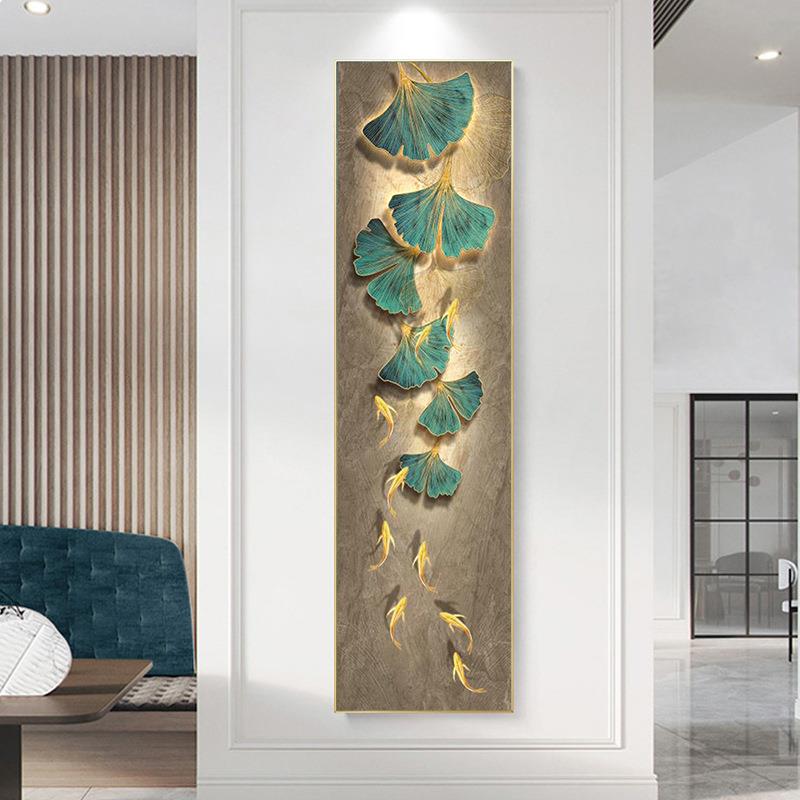 厅进户门客鱼图窄长条玄关装卧饰画正对门壁画xw435553入走廊门厅