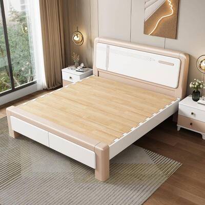 现静代简约音榫卯1全实木床轻奢白色家用主卧.8米双气压储CPV人物
