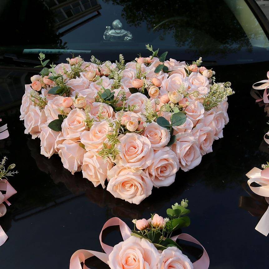 车花装饰婚车主婚车拉花结婚车花车队装花婚F967J7HJ车饰头花绒布