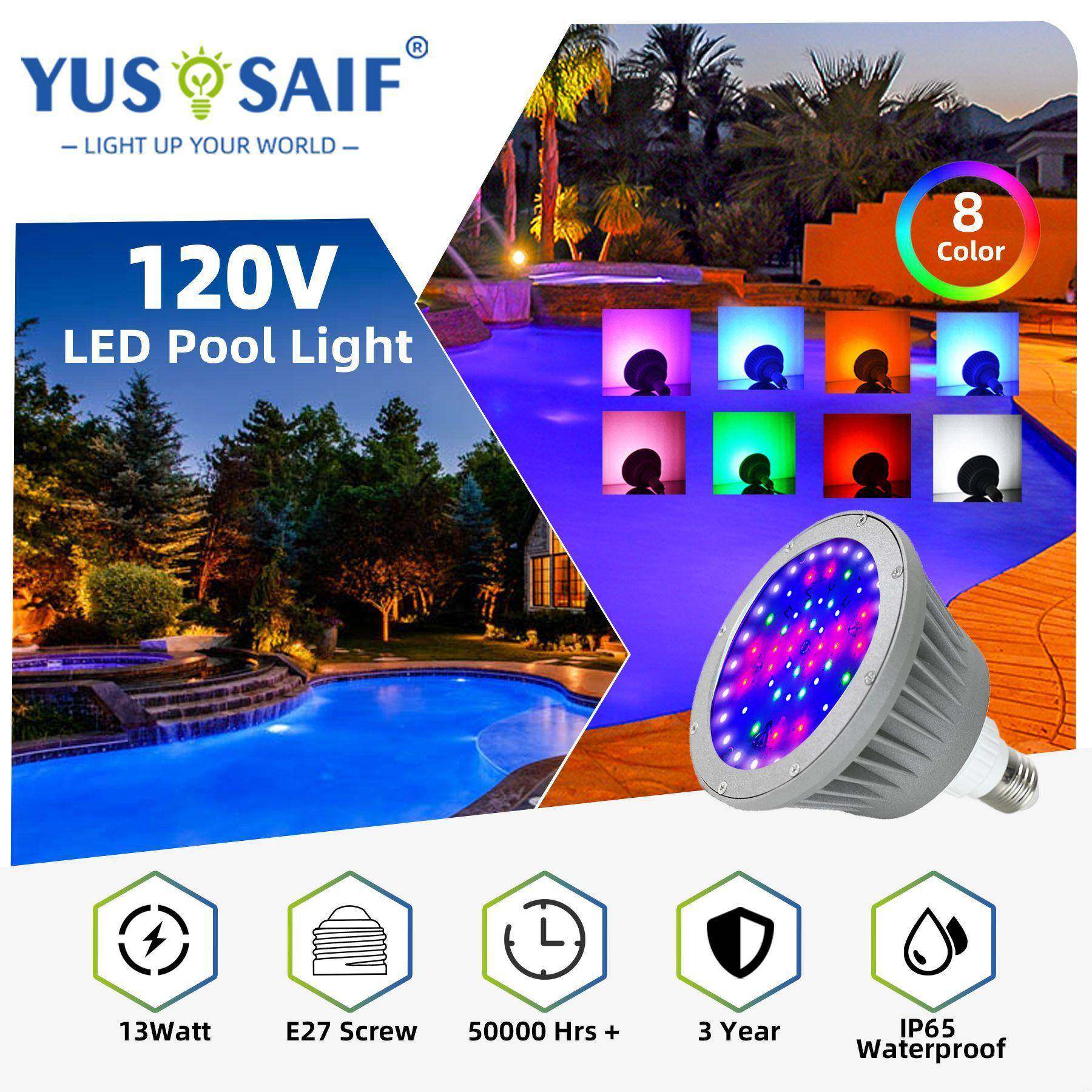 跨境LD嵌入式泳池灯PAR5全6灯泡E2GS-PL-127螺口水底灯七彩PAR3E8