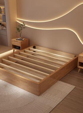 5实木榻榻米无床头床落地酒店床无背靠OOF式代简约1.床架现松木