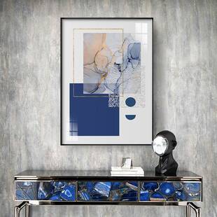 海客蓝代简约装饰画简约几QX202207何抽象大幅沙发落现地画酒店玄