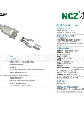 NCZ|RP-LC系列 不锈钢快速接头 穿板宝塔公头 42004 42005 42006