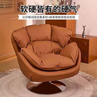 意式 极简天鹅单沙发椅小户型椅客厅可旋965转沙发阳轻台奢人沙发