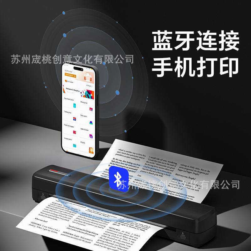【跨境品纸】A4墨打新印机纹身C80白色热敏折无叠纸小型办公便携