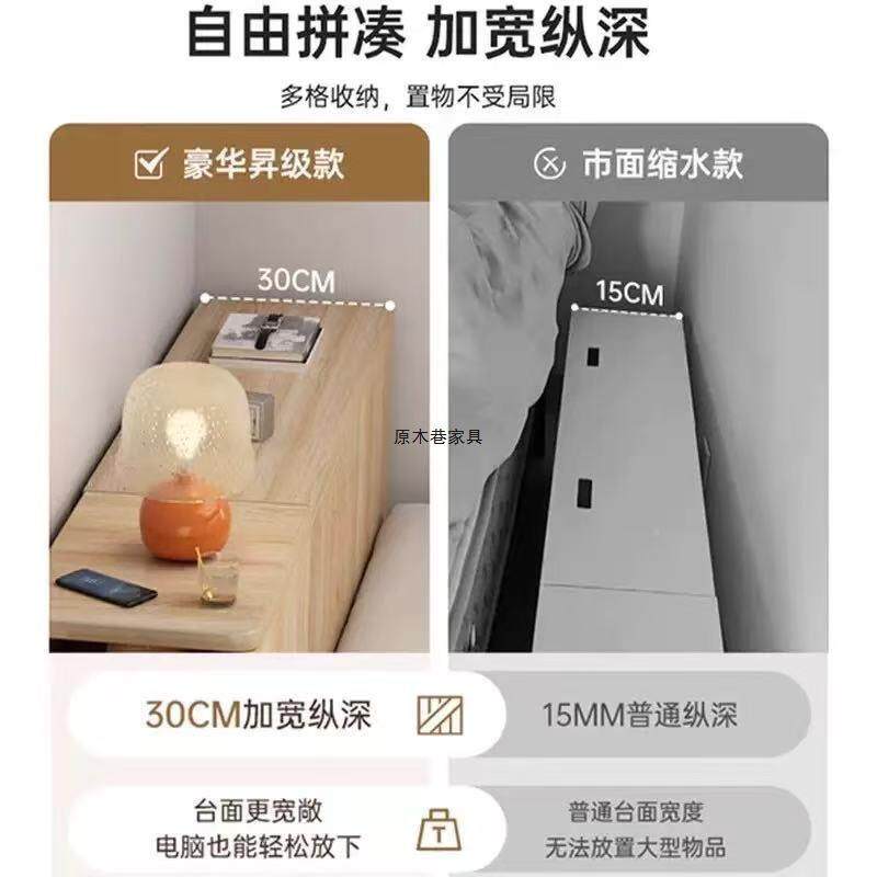 床纳头柜床尾柜卧室床边子窄PCG0017极柜置物柜窄收柜储物柜床边