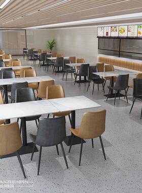 学校学生工食堂餐桌椅组合单IRK员位公椅司饭堂面馆快餐桌4人6人