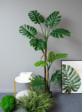 仿真地龟背盆叶盆栽客厅室内绿色手感假植物落景家厂zj326121直销