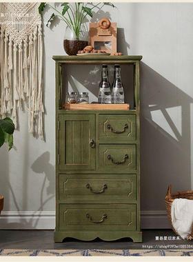 美式乡村实木复斗柜简约现XZD厅代客柜古储物整多层收纳柜卧室边柜装