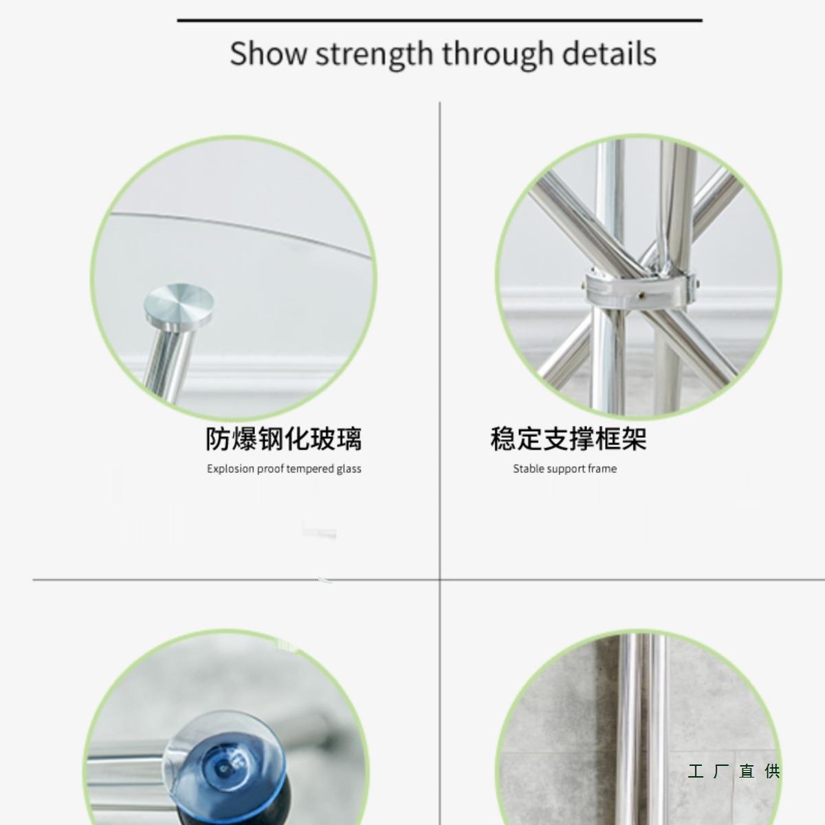 展会约白色洽椅钢化玻985璃圆桌简洽谈桌可折谈叠不锈钢支桌架接