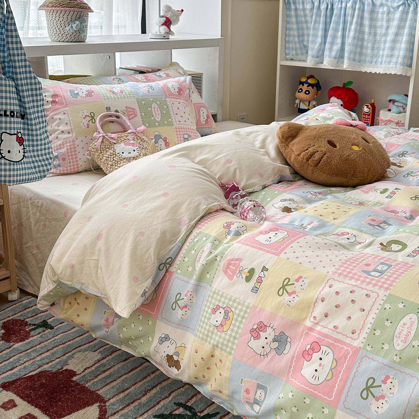 纯棉全棉床上四件套棉主风印花被套XK92床单纯床品件套公宿舍床三